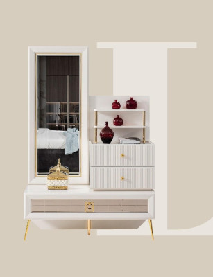 Comò specchio legno comodini lussuosi set camera da letto