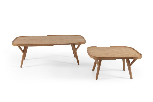 Set soggiorno 2 pezzi 2x tavolini da caffè mobili di design moderni totalmente in legno