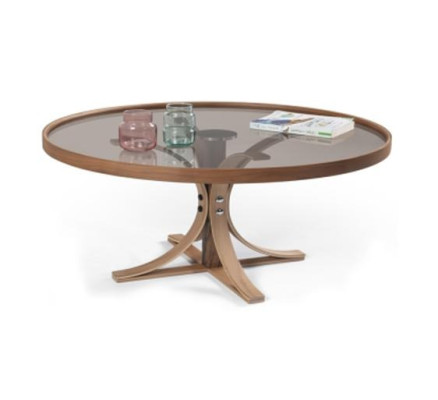 Tavolino Marrone in Legno Design Tavolino da Caffè in vetro per Soggiorno Mobili