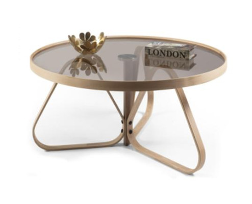 Tavolino da salotto di design tavolo in vetro di lusso rotondo in legno per il salotto.