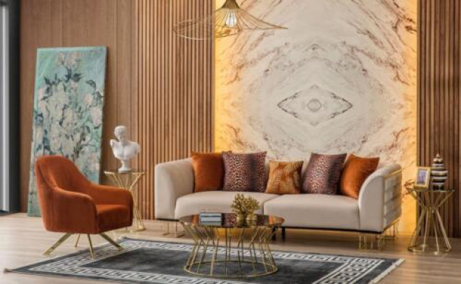 Set da salotto in acciaio inossidabile 3+1 posti con poltrona e divano di lusso