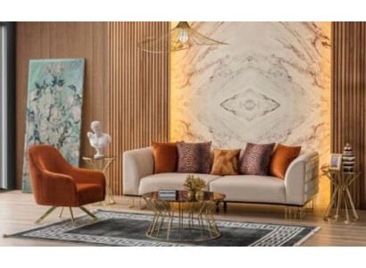 Set da salotto in acciaio inossidabile 3+1 posti con poltrona e divano di lusso