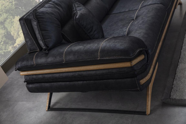 Elegante divano a 3 posti Esclusivo Colore nero Mobili di lusso per il salotto.