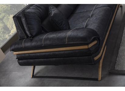 Elegante divano a 3 posti Esclusivo Colore nero Mobili di lusso per il salotto.
