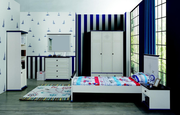 Design Mobili Moderni Comodino per Bambini Camera da Letto Bianco Legno
