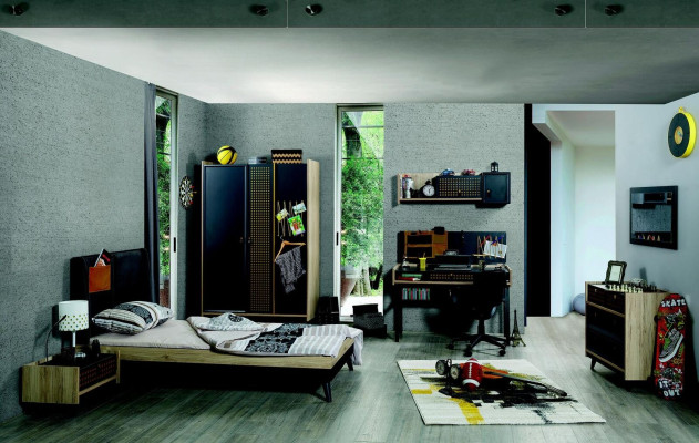 Letto Legno Letti Struttura letto Stanza giovani Stanza dei bambini Nero Letto singolo