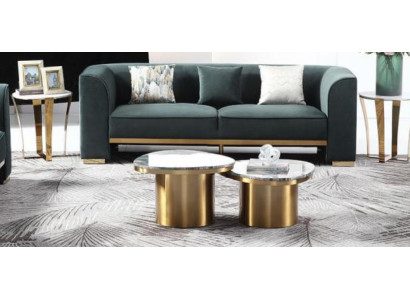 Set di divani 3 posti 2x tavolino 2x tavolino da salotto Set di mobili di lusso 7 pezzi Nuovo