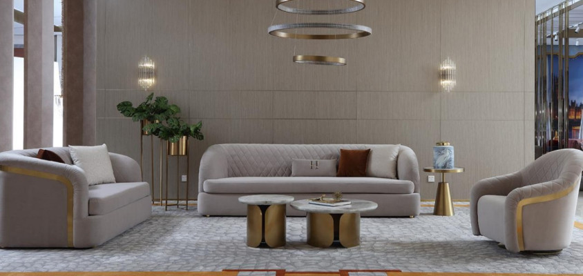 Tre posti in tessuto Divano imbottito Design Divano 3 posti Mobili Big Sofa Nuovo