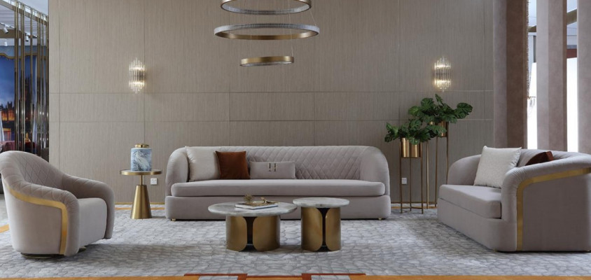 Tre posti in tessuto Divano imbottito Design Divano 3 posti Mobili Big Sofa Nuovo