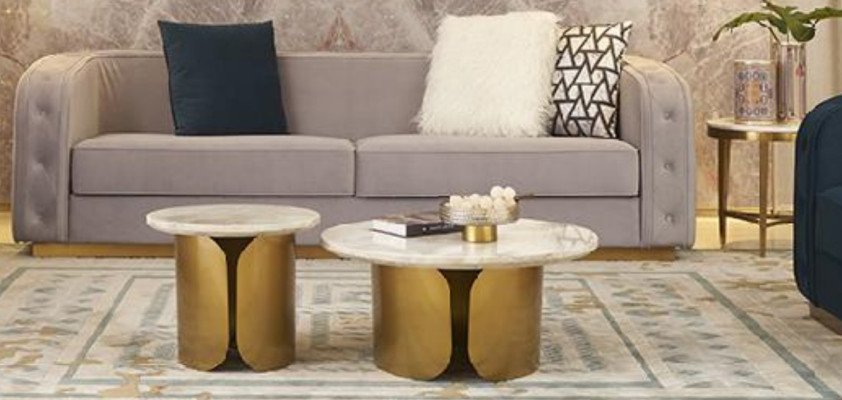 Set di tavolini da caffè 2 pezzi Set di tavolini Design rotondo 2 pezzi