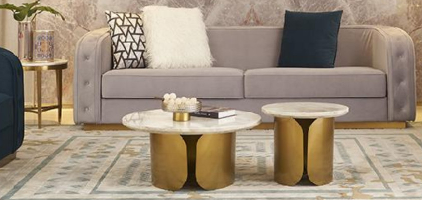 Set di tavolini da caffè 2 pezzi Set di tavolini Design rotondo 2 pezzi