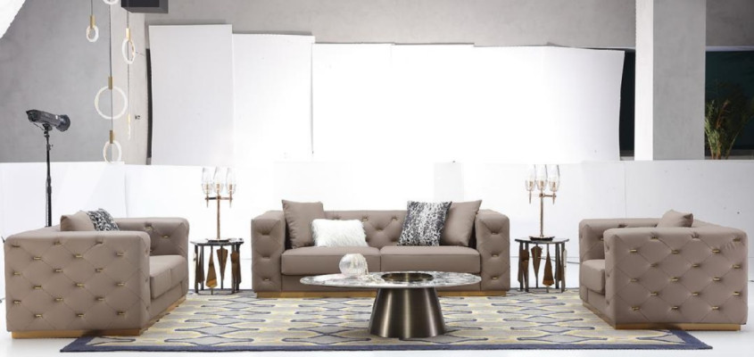 Set di divani 3 posti moderno divano da designer per soggiorno in tessuto nuovo.