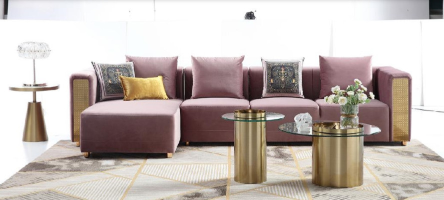 Divano ad angolo a L tavolino imbottito angolo soggiorno mobili di lusso divano 3 pezzi