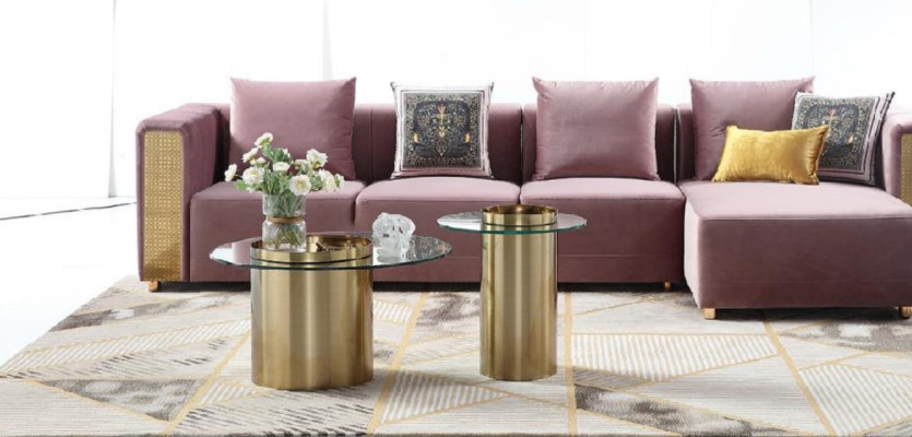 Divano ad angolo a L tavolino imbottito angolo soggiorno mobili di lusso divano 3 pezzi