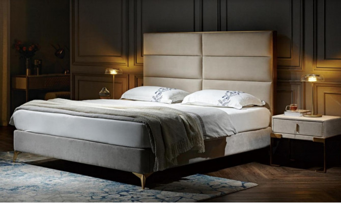 Letto 2x Comodino 3 pezzi. Set camera da letto Design Lusso Camera da letto Arredamento Hotel.