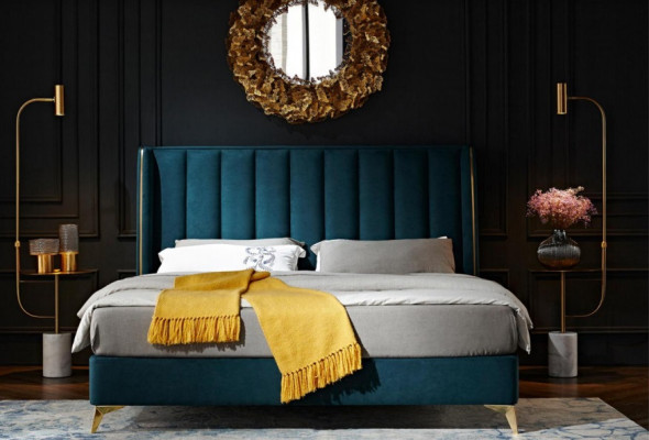 Camera da letto Set Design Moderno lusso Camera da letto Letto 2x Comodino 3 pezzi. Nuovo