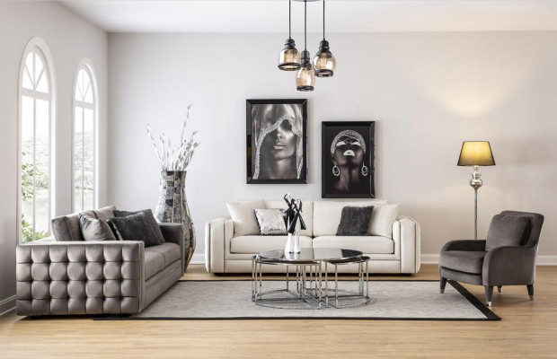 Divano di alta qualità a 4 posti, divani imbottiti, divano design, divano di lusso Chesterfield.