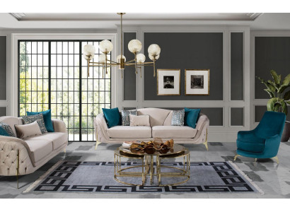 Divano 3 posti design soggiorno imbottito legno imbottitura moderna lusso grigio