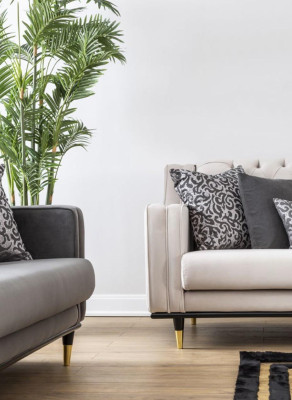 Set di divani Chesterfield con divano, mobili imbottiti e tavolino.