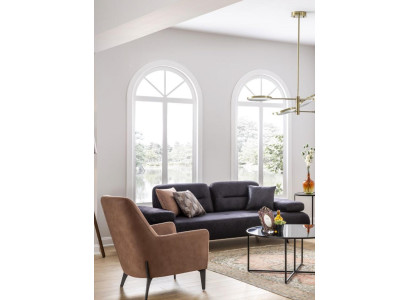 Poltrona marrone in tessuto di lusso per soggiorno, nuovo, design moderno e creativo.