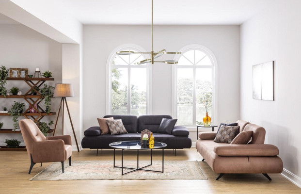 Design divano a 3 posti marrone divano imbottito Big luxury divani divani tessuto sedile Nuovo
