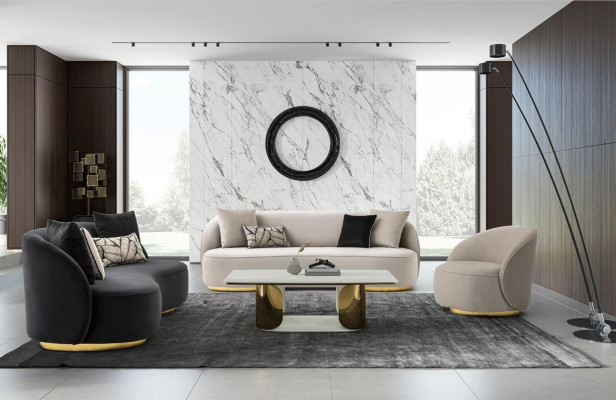 Set di divani 4+3+1 posti Design Sofas Poltrone Sedute Divano Moderno Sofa