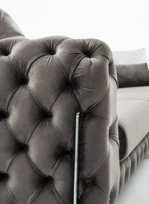Grigio Chesterfield Divano imbottito Divano Divano angolare Set di divani Imbottitura di lusso Angolo Divani Nuovo