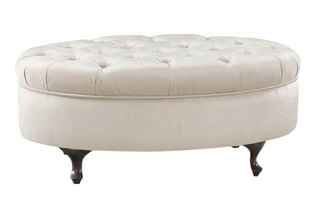 Poggiapiedi in pelle, poggiapiedi rotondo, poggiapiedi Chippendale, poggiapiedi classico, ottomana - Modello V-Ottomane