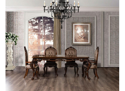 Tavolo da pranzo classico con 4 sedie stile barocco rococò.