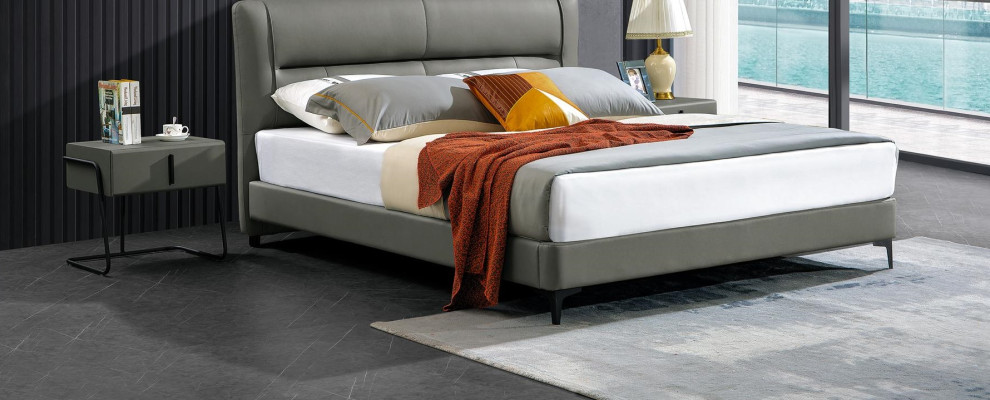 Letto matrimoniale Letto in pelle Letti Designer Letto in ecopelle Imbottito Camera da letto Nuovo