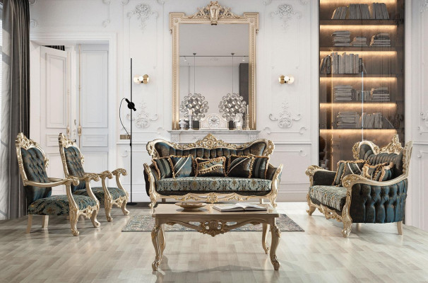 Tavolino da salotto Tavolo Mobili Arredamento 120x80 Tavoli Legno Barocco Rococò