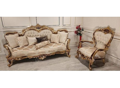 Classico divano Chesterfield stile barocco Set di divani 2 pezzi.