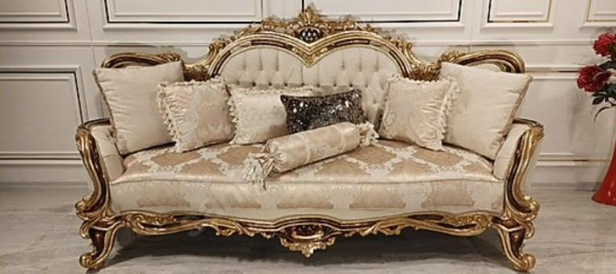 Chesterfield Barocco divano a tre posti Mobili Divano divani in tessuto beige