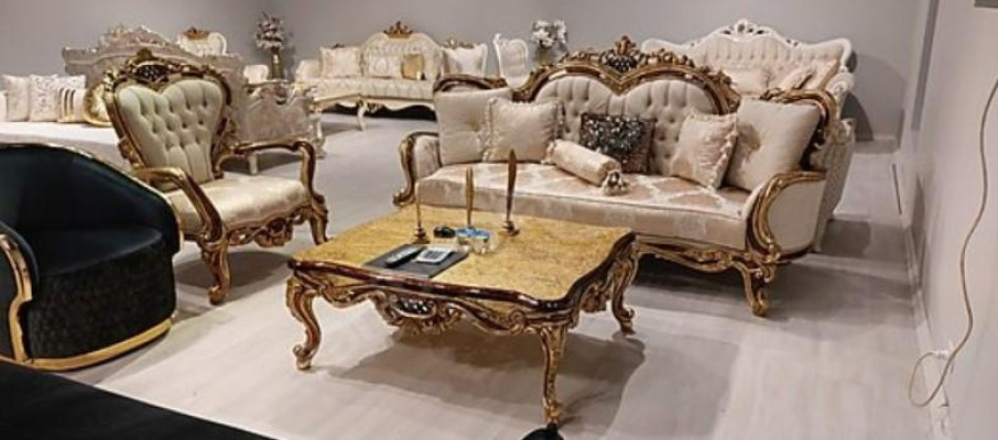 Chesterfield Barocco divano a tre posti Mobili Divano divani in tessuto beige