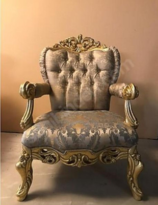 Poltrona di lusso imbottita in tessuto di design 1 posto seduta singola pezzo di arredamento nuovo