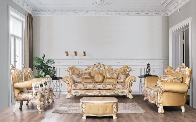 Chesterfield Barocco Divano a tre posti in stile barocco Beige in tessuto