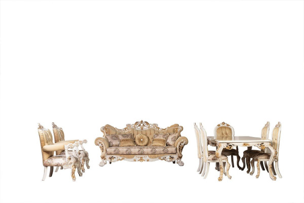 Chesterfield Barocco Divano a tre posti in stile barocco Beige in tessuto