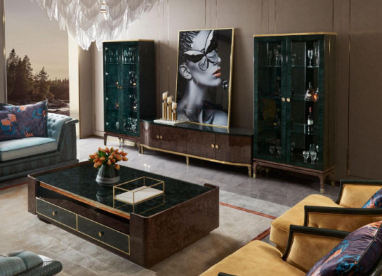 Design parete vivente sideboard 2x vetrina rtv mobile basso credenza 3 pezzi set