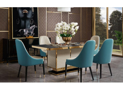 Tavolo da pranzo 6x sedie sedia Set sala da pranzo gruppo tavolo mobile moderno.