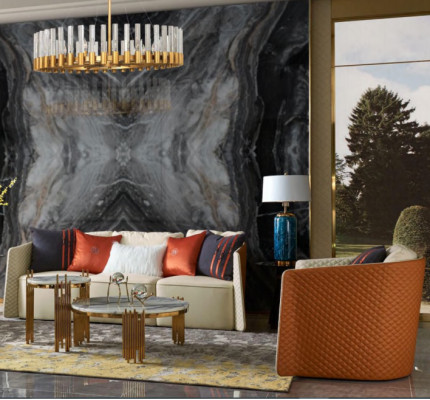 Tavolino tondo da salotto in acciao inossidabile design, tavoli oro salotto.