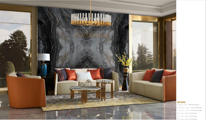 Tavolino tondo da salotto in acciao inossidabile design, tavoli oro salotto.