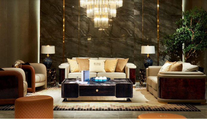 Soggiorno di lusso 5 pezzi Set divano in pelle Divano imbottito Sofa