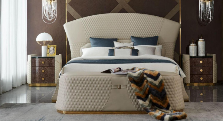 Design Letto in Pelle di Lusso Letti Imbottiti Matrimoniali Camera da Letto 180x200