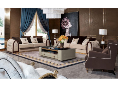 Design Divano di lusso con seduta imbottita xxl Grande 4+3 posti Chesterfield