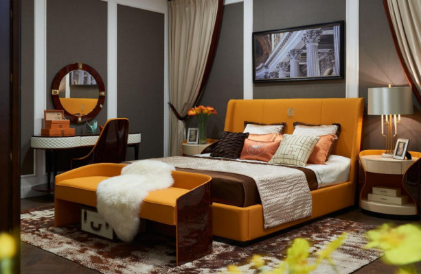 Mobili da camera da letto di lusso Letto 2x Comodino Set Letti Mobili per hotel 3 pezzi. Vivere