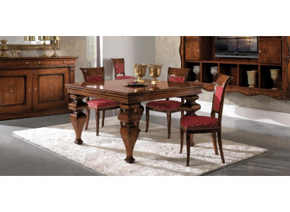 Set per sala da pranzo in legno con mobile, 4 sedie e tavolo completo di 7 pezzi.