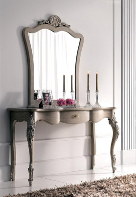 Console + specchio Tavolo console di design in legno Tavolo console di lusso Set 2 pezzi.