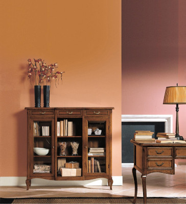 Scaffale per libri credenza mobili classici in legno per soggiorno vetrina armadio