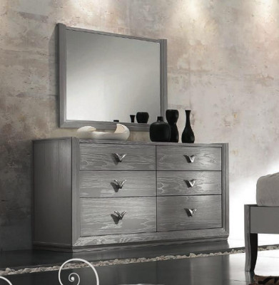 Comò Specchiera Set di mobili in legno Design Comodini Armadio Scaffale Italia Set 2 pezzi.