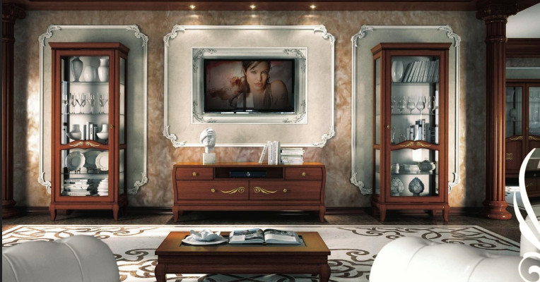 rtv Set 3 pezzi. Vitrina da soggiorno TV in legno moderno Nuovo stile gruppo di mobili.